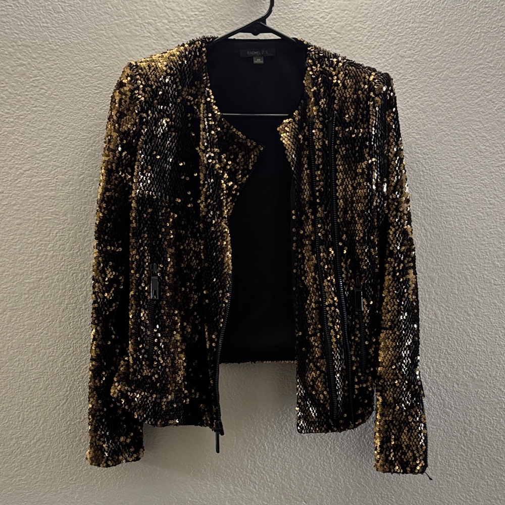 Rachel Zoe Black and Gold Sequin Blazer